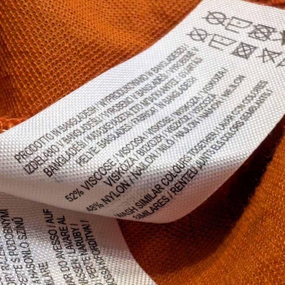 Primark Orange Longline V-neck Short Sleeve Shirt Size Medium - Picture 5 of 5